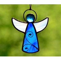 Stained glass ornament, angel suncatcher, Christmas angel, stained glass angel   263786963187